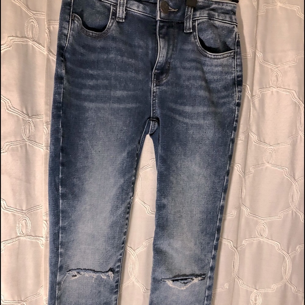 ⭐️🦅AE⭐️🦅HIGH RISE JEGGING⭐️NWOT⭐️SZ0⭐️DISTRESSED